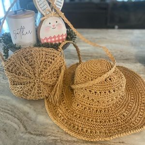 Matching Straw Hat and Crossbody Bag Set